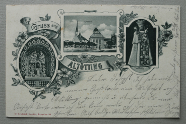 AK Gruss aus Altötting / 1900 / Mehrbildkarte / Gnadenbild / Kapellplatz